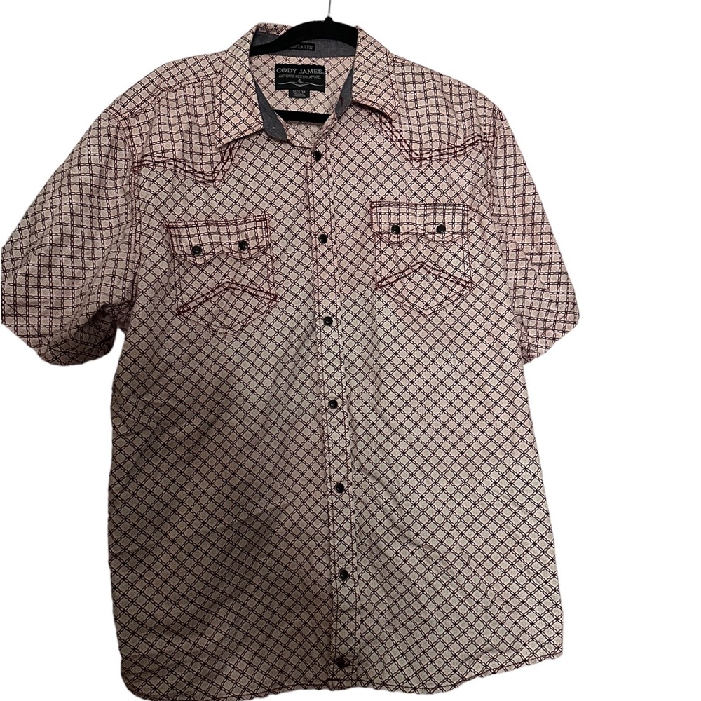 Men’s Short Sleeve XL Western Maroon Pearl Snap